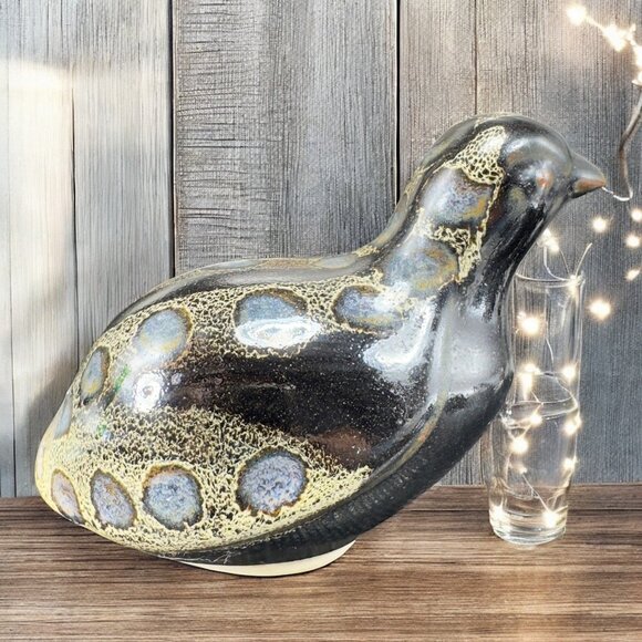 Vintage 1960s Chinese Ceramic Quail Figurine Hand Made Stoneware Pottery Bird - Picture 1 of 13